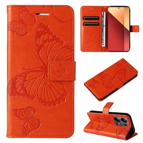 Tongez Étui Pour Xiaomi Redmi Note 13 Pro 4g Couverture Magnétique Flip Kickband Avec Support De Fente Pour Carte Couverture Antichoc Cuir Pu - Orange