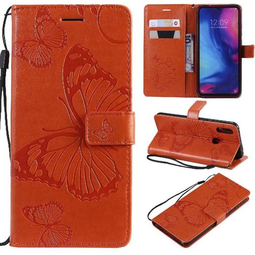 Tongez Étui Pour Xiaomi Redmi Note 7 Avec Support De Fente Pour Carte Flip Kickband Couverture Antichoc Cuir Pu Couverture Magnétique - Orange