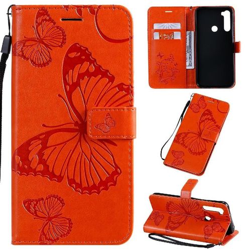 Tongez Étui Pour Xiaomi Redmi Note 8t Flip Kickband Couverture Antichoc Cuir Pu Avec Support De Fente Pour Carte Couverture Magnétique - Orange