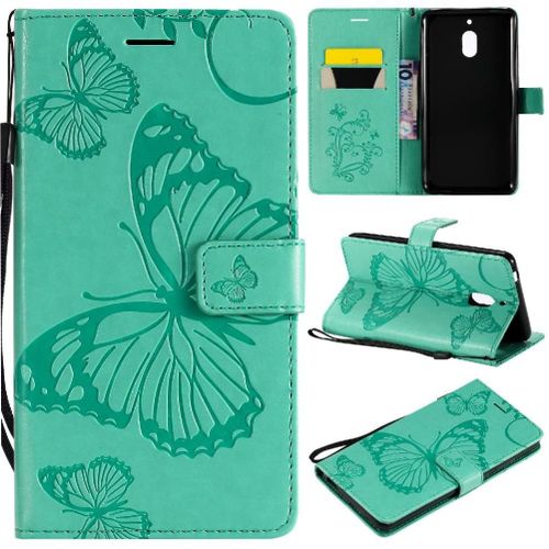 Flip Étui Pour Nokia 2.1 Cuir Pu Flip Kickband Avec Support De Fente Pour Carte Couverture Magnétique Couverture Antichoc - Vert