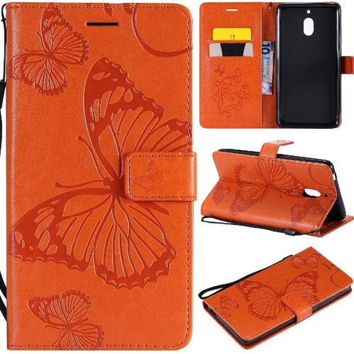 Flip Étui Pour Nokia 2.1 Cuir Pu Flip Kickband Avec Support De Fente Pour Carte Couverture Magnétique Couverture Antichoc - Orange