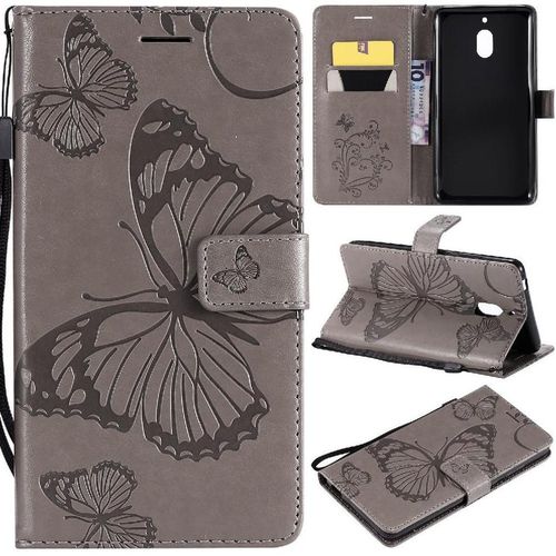 Flip Étui Pour Nokia 2.1 Cuir Pu Flip Kickband Avec Support De Fente Pour Carte Couverture Magnétique Couverture Antichoc - Gris Clair