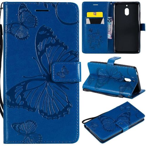Flip Étui Pour Nokia 2.1 Cuir Pu Flip Kickband Avec Support De Fente Pour Carte Couverture Magnétique Couverture Antichoc - Bleu