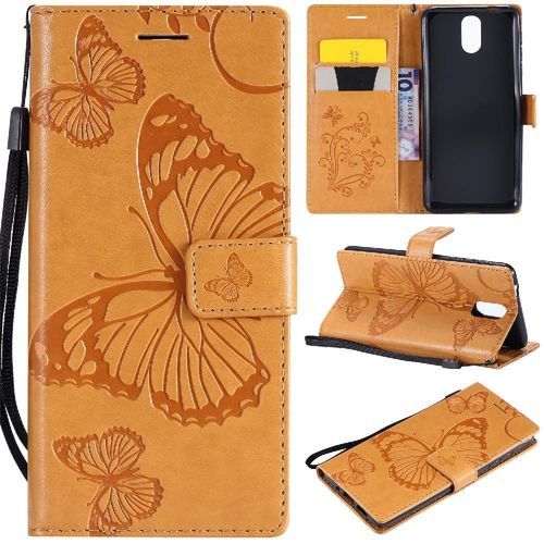 Flip Étui Pour Nokia 3.1 Couverture Magnétique Flip Kickband Cuir Pu Couverture Antichoc Avec Support De Fente Pour Carte - Le Brun
