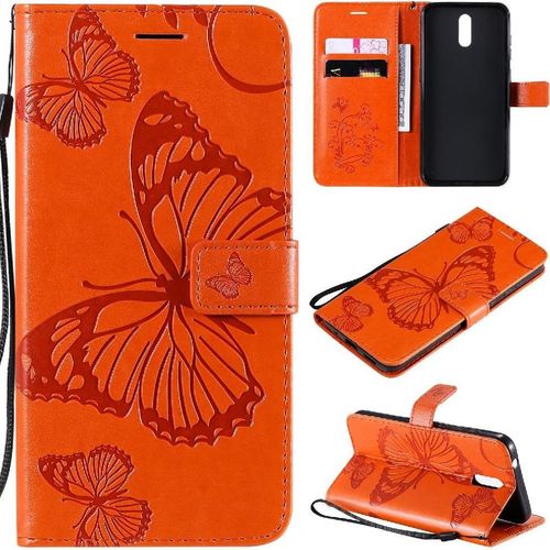 Flip Étui Pour Nokia 2.3 Flip Kickband Avec Support De Fente Pour Carte Couverture Antichoc Cuir Pu Couverture Magnétique - Orange