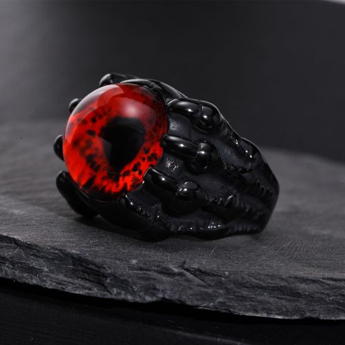 Bagues À Griffes De Dragon Rock Pour Hommes, Chevalière En Pierre Rouge En Acier Inoxydable Imperméable, Nouveaux Bijoux Punk Gothiques, Cadeaux Pour Lui