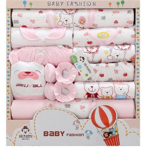 Coffret Naissance 0 A 3 Mois Bebe Idee Cadeau 18 Piece Rose Avec Boite Cadeau Jhd4452 Rakuten