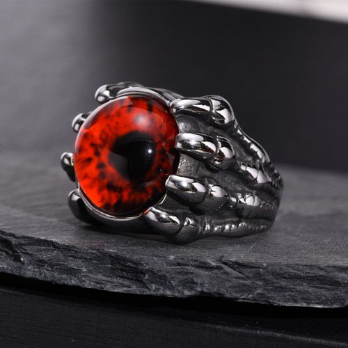 Bagues À Griffes De Dragon Rock Pour Hommes, Chevalière En Pierre Rouge En Acier Inoxydable Imperméable, Nouveaux Bijoux Punk Gothiques, Cadeaux Pour Lui