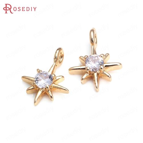 24k Or Couleur Laiton Zircon Étoile Charmes Pendentifs Bijoux Colliers Boucles D'oreilles Bracelets Fabrication Fournitures Diy Résultats Accessoires