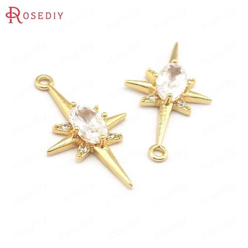 24k Or Couleur Laiton Zircon Étoile Charmes Pendentifs Bijoux Colliers Boucles D'oreilles Bracelets Fabrication Fournitures Diy Résultats Accessoires