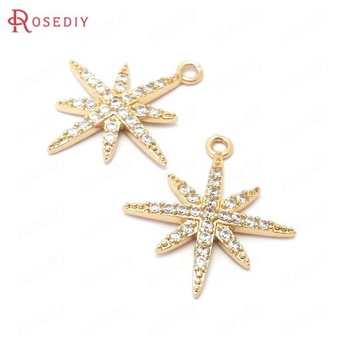 24k Or Couleur Laiton Zircon Étoile Charmes Pendentifs Bijoux Colliers Boucles D'oreilles Bracelets Fabrication Fournitures Diy Résultats Accessoires