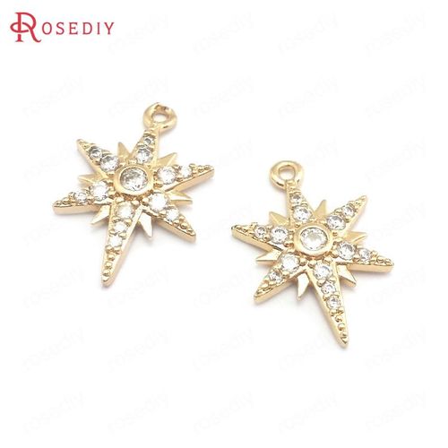 24k Or Couleur Laiton Zircon Étoile Charmes Pendentifs Bijoux Colliers Boucles D'oreilles Bracelets Fabrication Fournitures Diy Résultats Accessoires