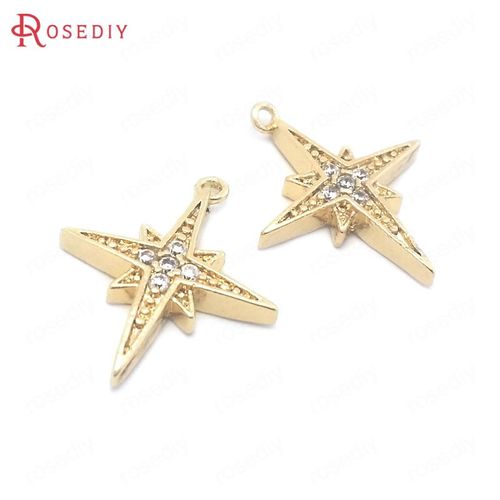 24k Or Couleur Laiton Zircon Étoile Charmes Pendentifs Bijoux Colliers Boucles D'oreilles Bracelets Fabrication Fournitures Diy Résultats Accessoires