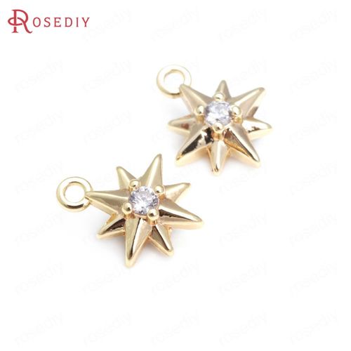 24k Or Couleur Laiton Zircon Étoile Charmes Pendentifs Bijoux Colliers Boucles D'oreilles Bracelets Fabrication Fournitures Diy Résultats Accessoires