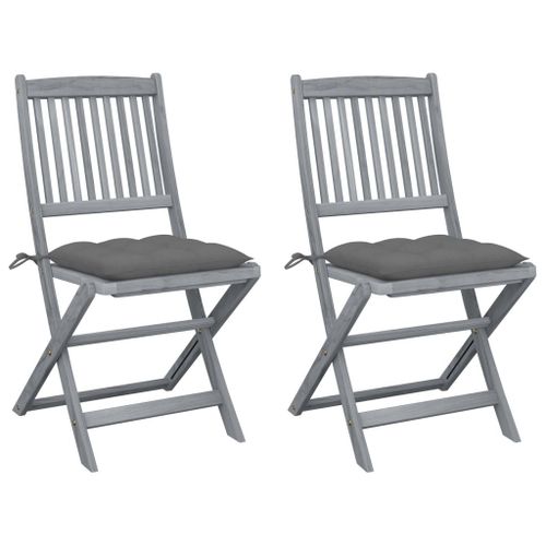 Vidaxl Chaises Pliables D'extérieur Lot De 2 Et Coussins Bois D'acacia