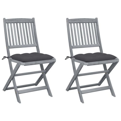 Vidaxl Chaises Pliables D'extérieur Lot De 2 Et Coussins Bois D'acacia