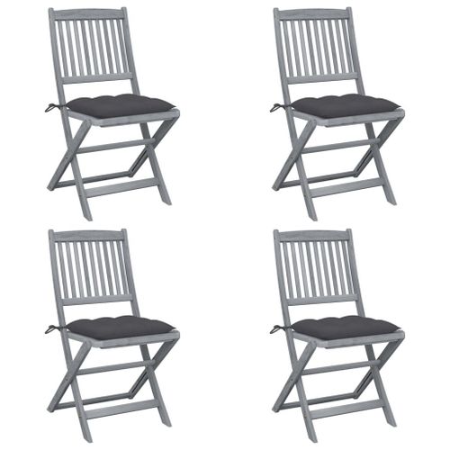 Vidaxl Chaises Pliables D'extérieur Lot De 4 Et Coussins Bois D'acacia