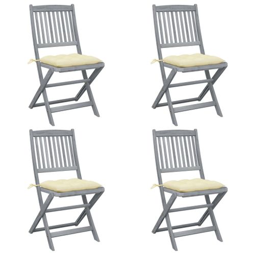 Vidaxl Chaises Pliables D'extérieur Lot De 4 Et Coussins Bois D'acacia
