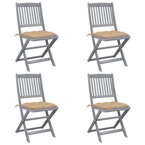 Vidaxl Chaises Pliables D'extérieur Lot De 4 Et Coussins Bois D'acacia
