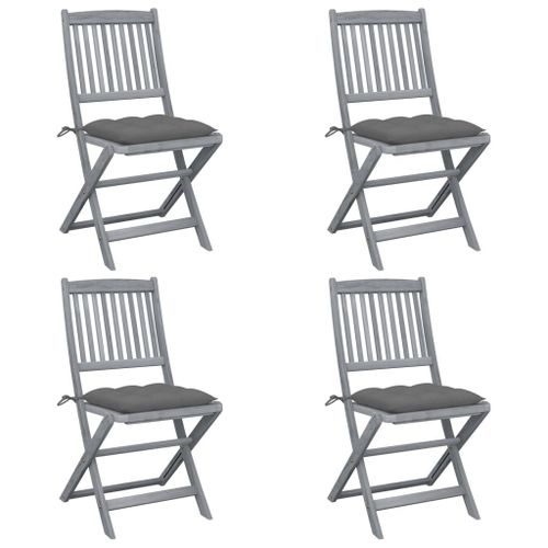 Vidaxl Chaises Pliables D'extérieur Lot De 4 Et Coussins Bois D'acacia