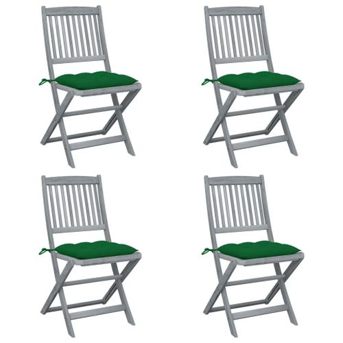 Vidaxl Chaises Pliables D'extérieur Lot De 4 Et Coussins Bois D'acacia
