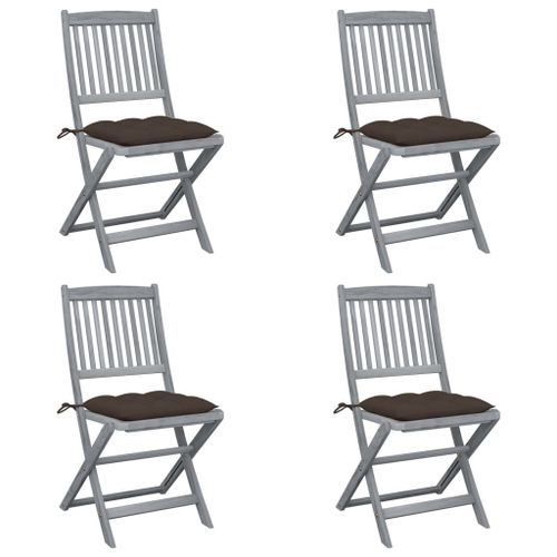 Vidaxl Chaises Pliables D'extérieur Lot De 4 Et Coussins Bois D'acacia