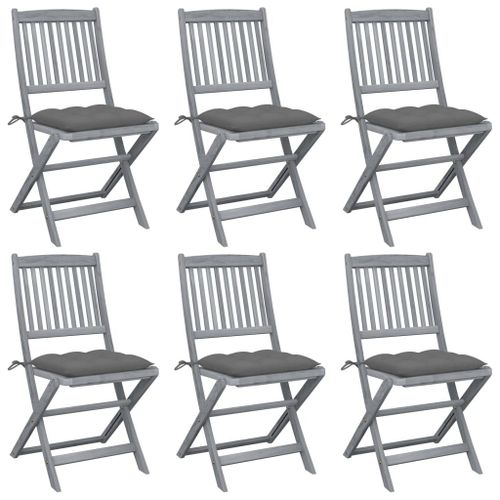 Vidaxl Chaises Pliables D'extérieur Lot De 6 Et Coussins Bois D'acacia