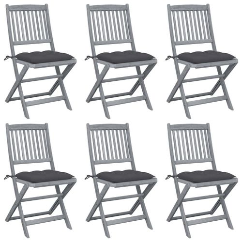 Vidaxl Chaises Pliables D'extérieur Lot De 6 Et Coussins Bois D'acacia