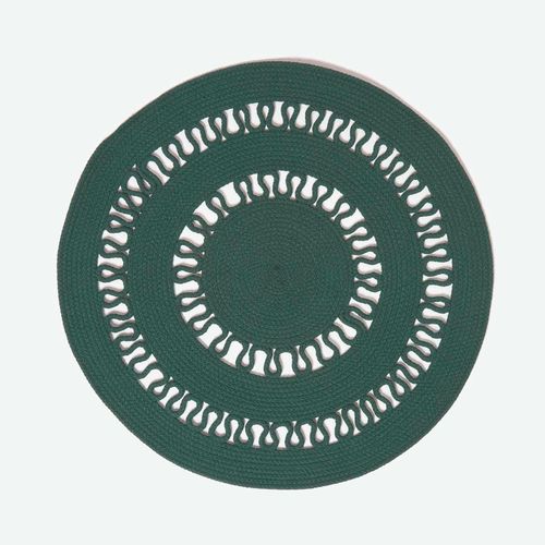 Tapis Rond Tissé À Plat En Coton Ajouré Vert Anglais, 70 Cm