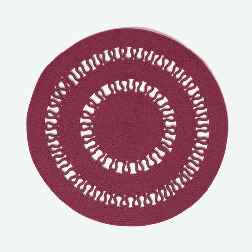 Tapis Rond Tissé À Plat En Coton Ajouré Prune, 90 Cm