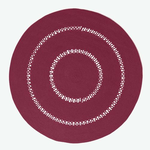 Tapis Rond Tissé À Plat En Coton Ajouré Prune, 150 Cm
