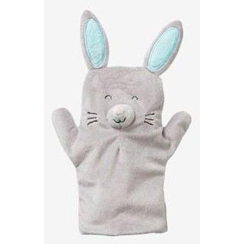 Doudou Marionnette Lapin Gris Vertbaudet Peluche Jouet Naissance Eveil Bebe