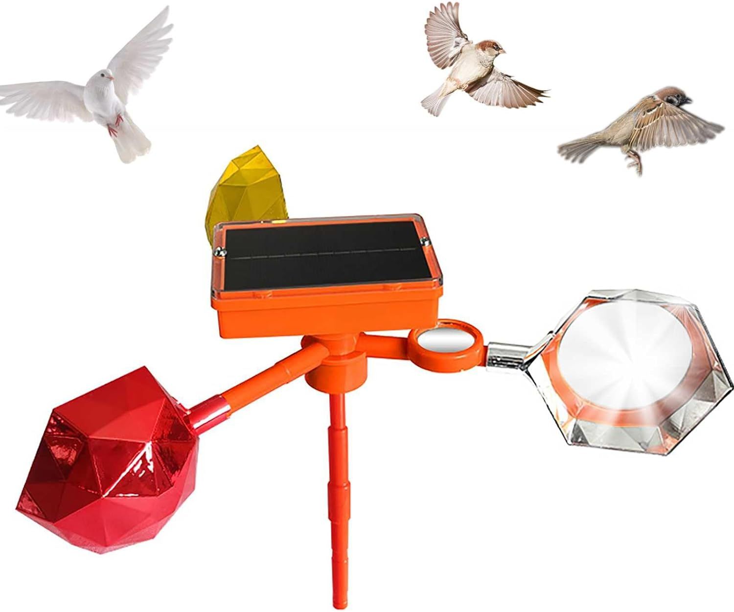 Répulsif Anti-oiseaux à énergie Solaire Pour Extérieur, Terrasse, Lumière Sonore Réfléchissante, Dispositif Rotatif Coloré Pour Utilisation En Extérieur, Bateaux, Toits, Jardins