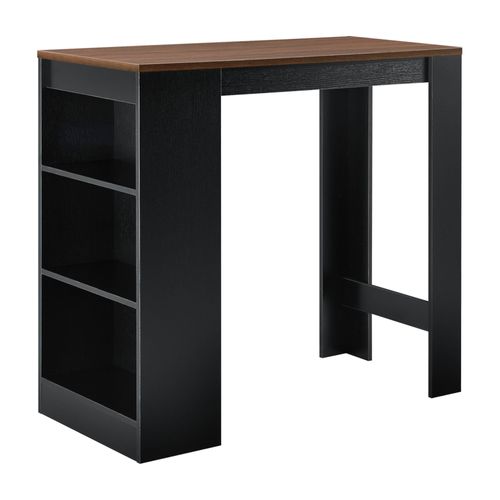Table De Bar Avec Rangement Bistro Haut 110 Cm Noir Et Effet Noyer Helloshop26 03_0006192