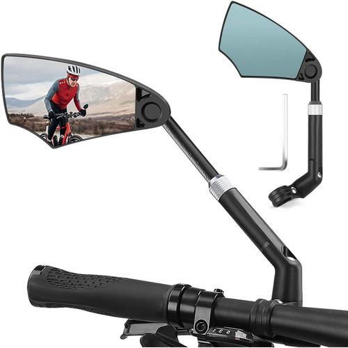 Rétroviseur Vélo, Rétroviseur Vélo Pour Guidon 20-23 Mm, Rétroviseur Vélo Rétractable & 360 ° Réglable, Rétroviseur Vélo Anti-Éblouissement Pour Vélo, Vtt, Vélo De Course (Gauche)