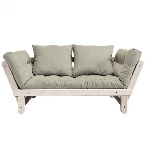 Banquette Méridienne Futon Beat Pin Naturel Tissu Lin Couchage 75*200 Cm.