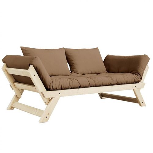 Banquette Méridienne Futon Bebop Pin Naturel Coloris Mocca Couchage 75*200 Cm.