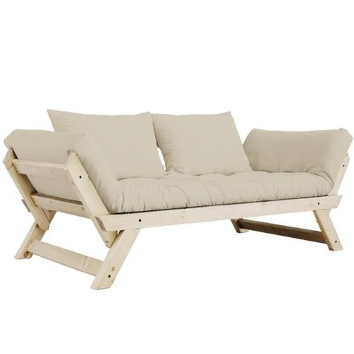 Banquette Méridienne Futon Bebop Pin Naturel Coloris Beige Couchage 75*200 Cm.