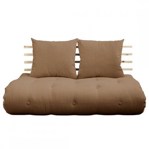 Canapé Lit Futon Shin Sano Mocca Et Pin Massif Couchage 140*200 Cm.
