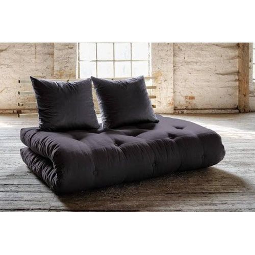 Canapé Lit Futon Shin Sano Gris Foncé Et Pin Massif Couchage 140*200 Cm.
