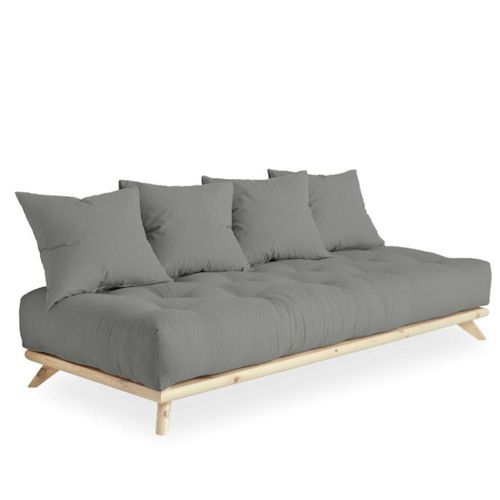 Canapé Convertible Futon Senza Pin Naturel Coloris Gris Couchage 90 Cm.