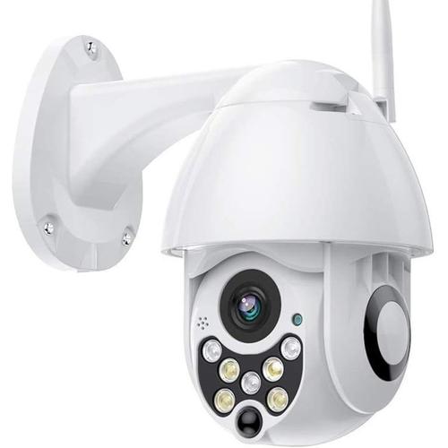 PTZ Camera Exterieur, Caméra Surveillance WiFi Audio Bidirectionnel, Vision Nocturne Infrarouge, Détection de Mouvement, étanche IP66, Notifications D'événements