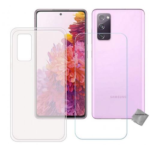 Housse Etui Coque Pochette Silicone Gel Fine Pour Samsung Galaxy S20 Fe 5g (Fan Edition) + Verre Trempe - Blanc Transparent