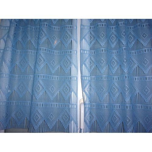 Voilage Passe Tringle Modulable Bleu 62 X 74 Cms Tbe