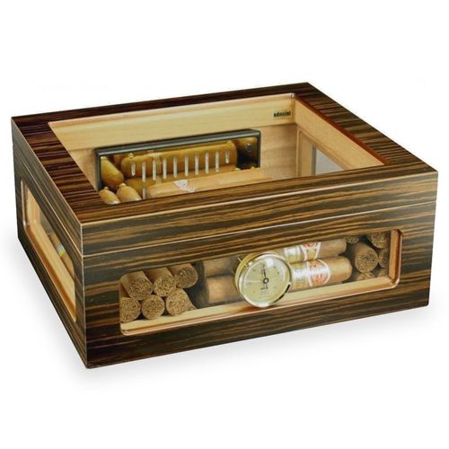 Cave à Cigare vitrée Adorini Trévisio Vintage - hygromètre - humidificateur- Haute Qualité
