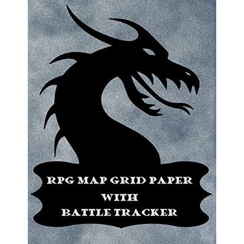 Rpg Map Grid Paper With Battle Tracker: Large Blank 1" Square Graph Paper Rpg Journal With Stat Tracker Pages. Large Book (8.5" X 11") Soft Cover With Dragon Design.