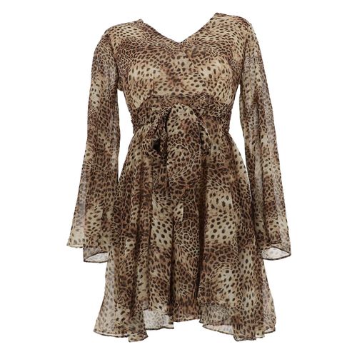 Robe Guess Ls Laila Mini Flare - Recy Crinkle Poly Chiffon 50 Marron