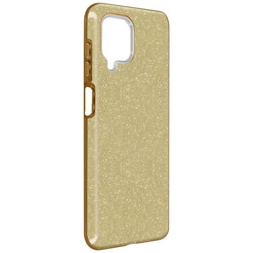 Coque Samsung Galaxy A12 Paillette Amovible Silicone Semi-Rigide Or