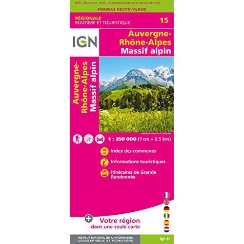 Nr15 Auvergne Rhône-Alpes (Massif Alpin) Recto/Verso 1:250 000