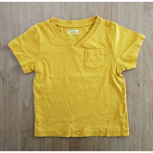 T Shirt Orange. Col V. Poche Poitrine. Orchestra. Coton. 4 Ans